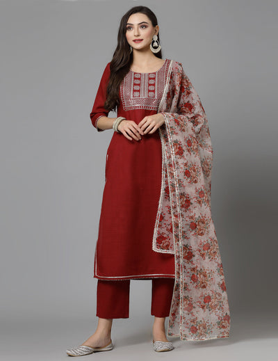 Sequinned Kurta Set With Dupatta