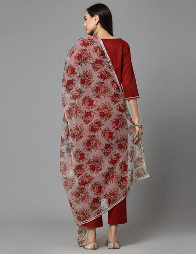 Sequinned Kurta Set With Dupatta