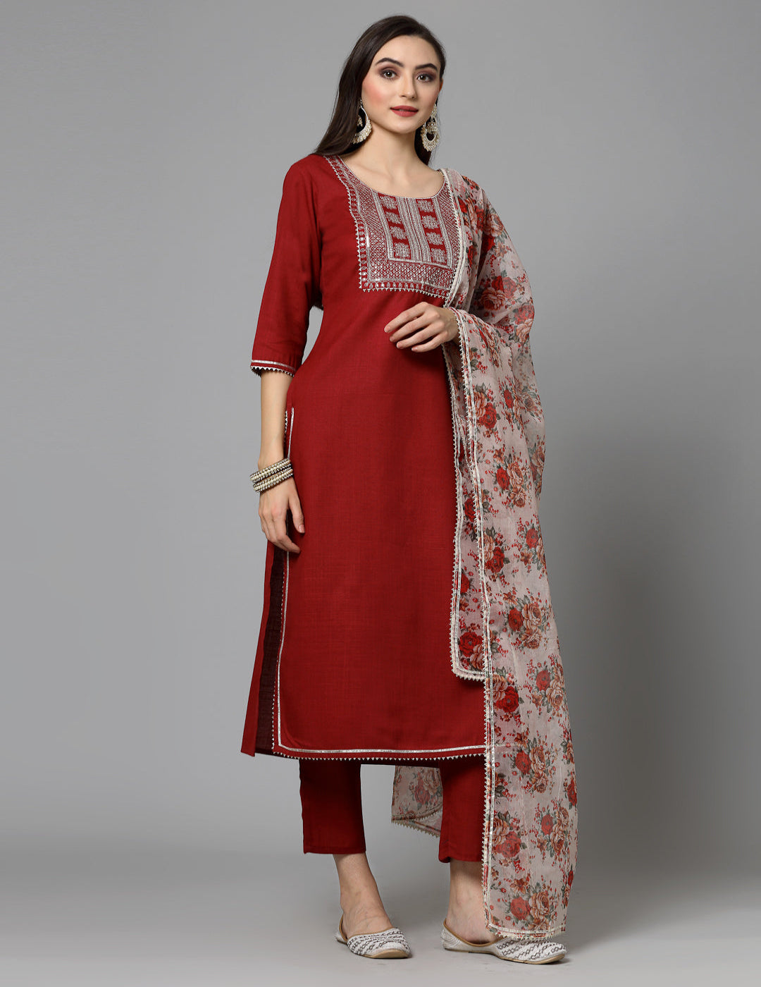 Sequinned Kurta Set With Dupatta