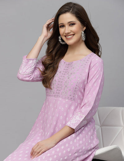 Purple Rayon Anarkali Kurta