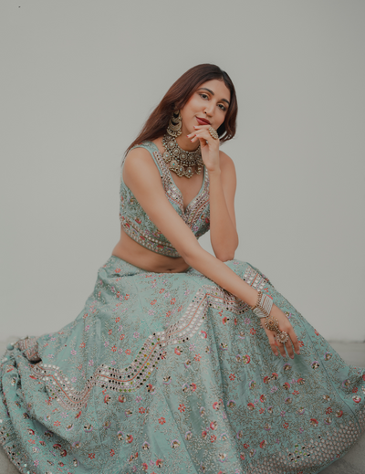 Exclusive Mint Green Floral Lehenga