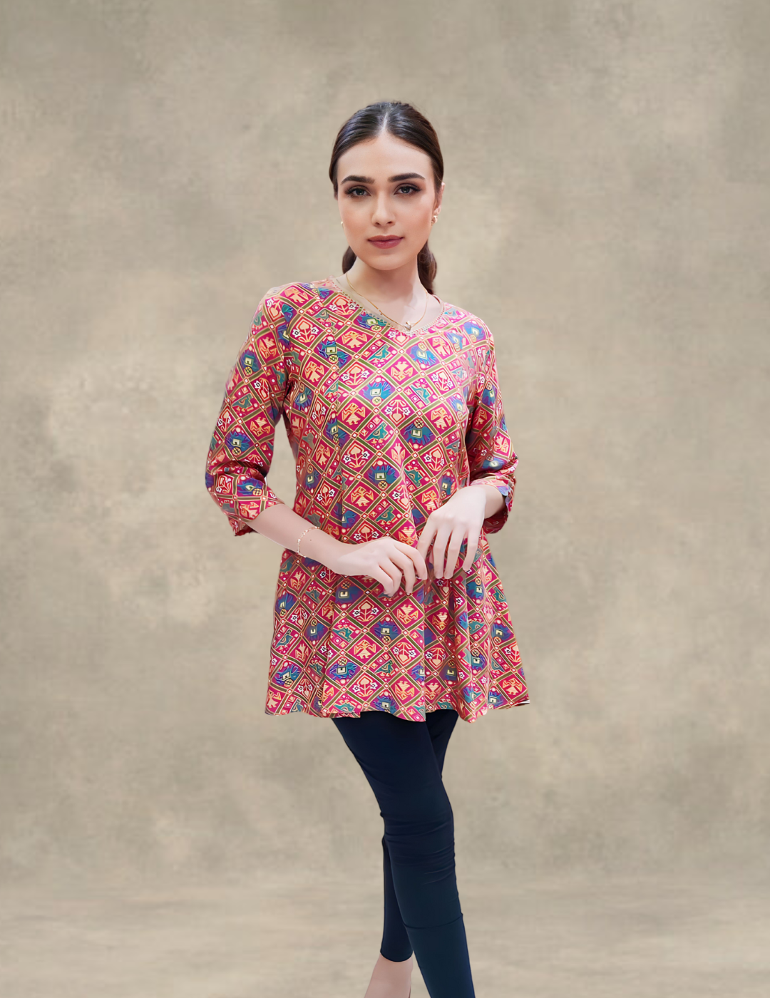 Orange Printed KurtiMulti-Colour Printed Kurti online singapore