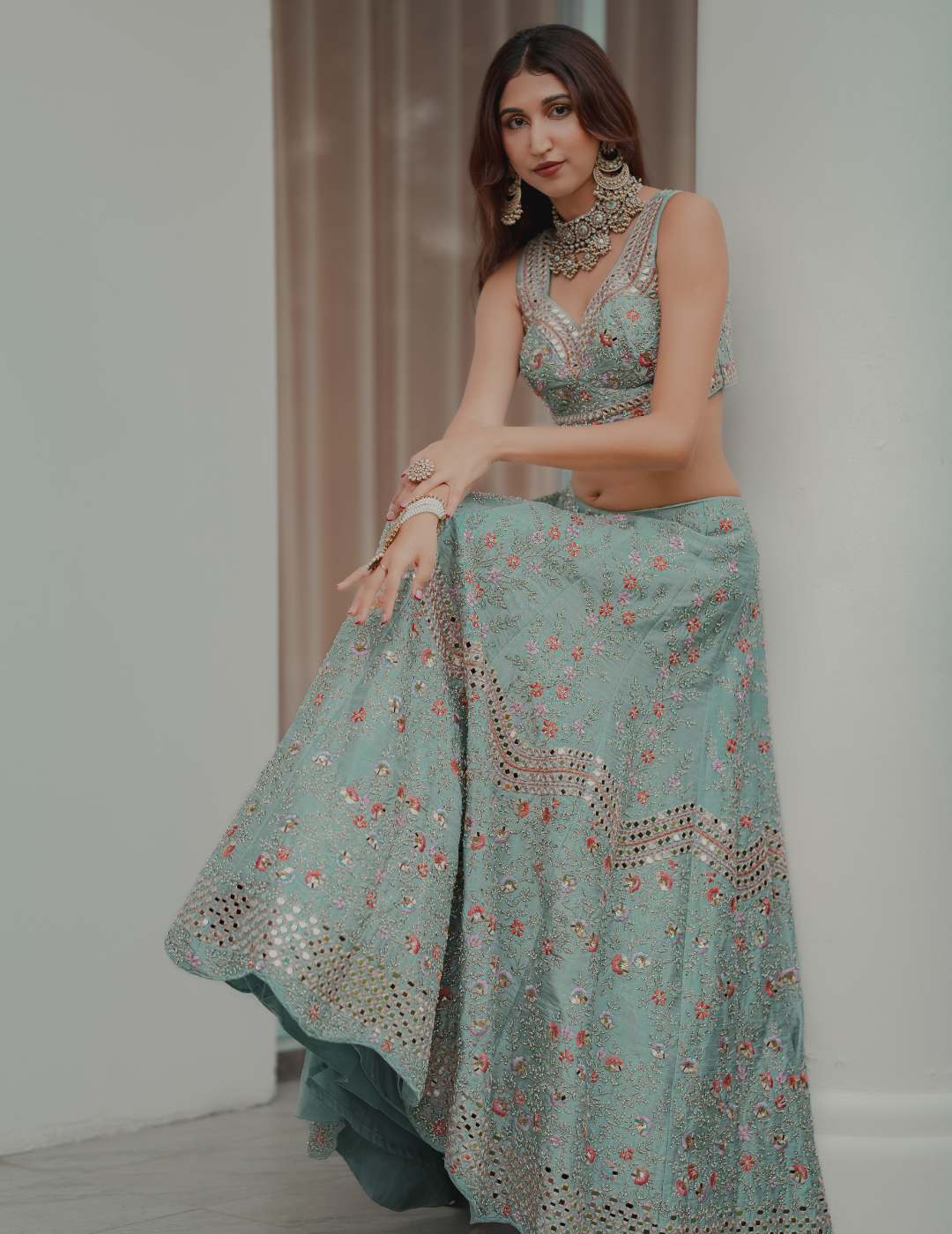 Exclusive Mint Green Floral Lehenga