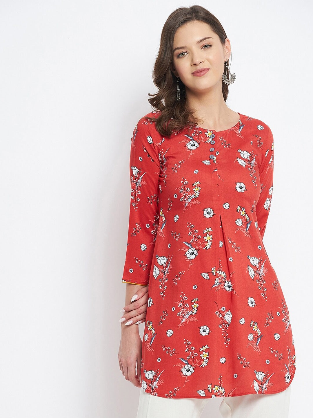 Red Printed Short Kurti