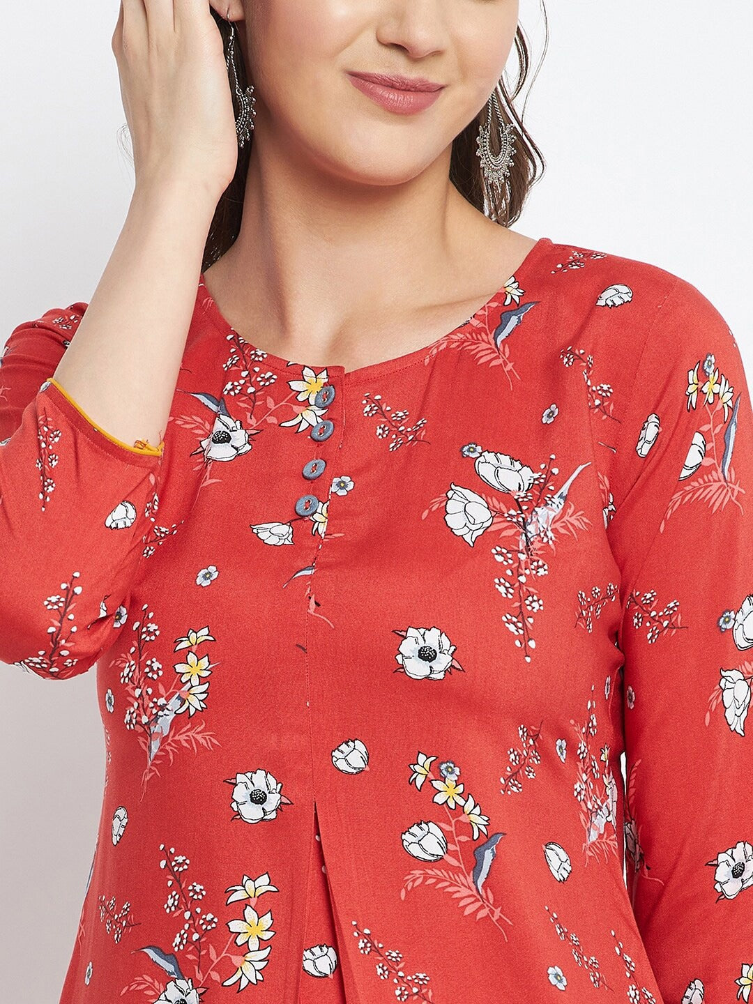 Red Printed Short Kurti