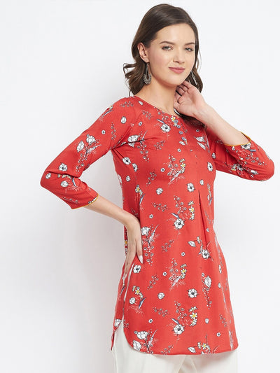 Red Printed Short Kurti