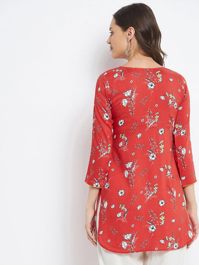 Red Printed Short Kurti