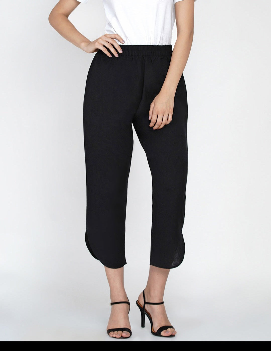 Black cotton flex petal pants