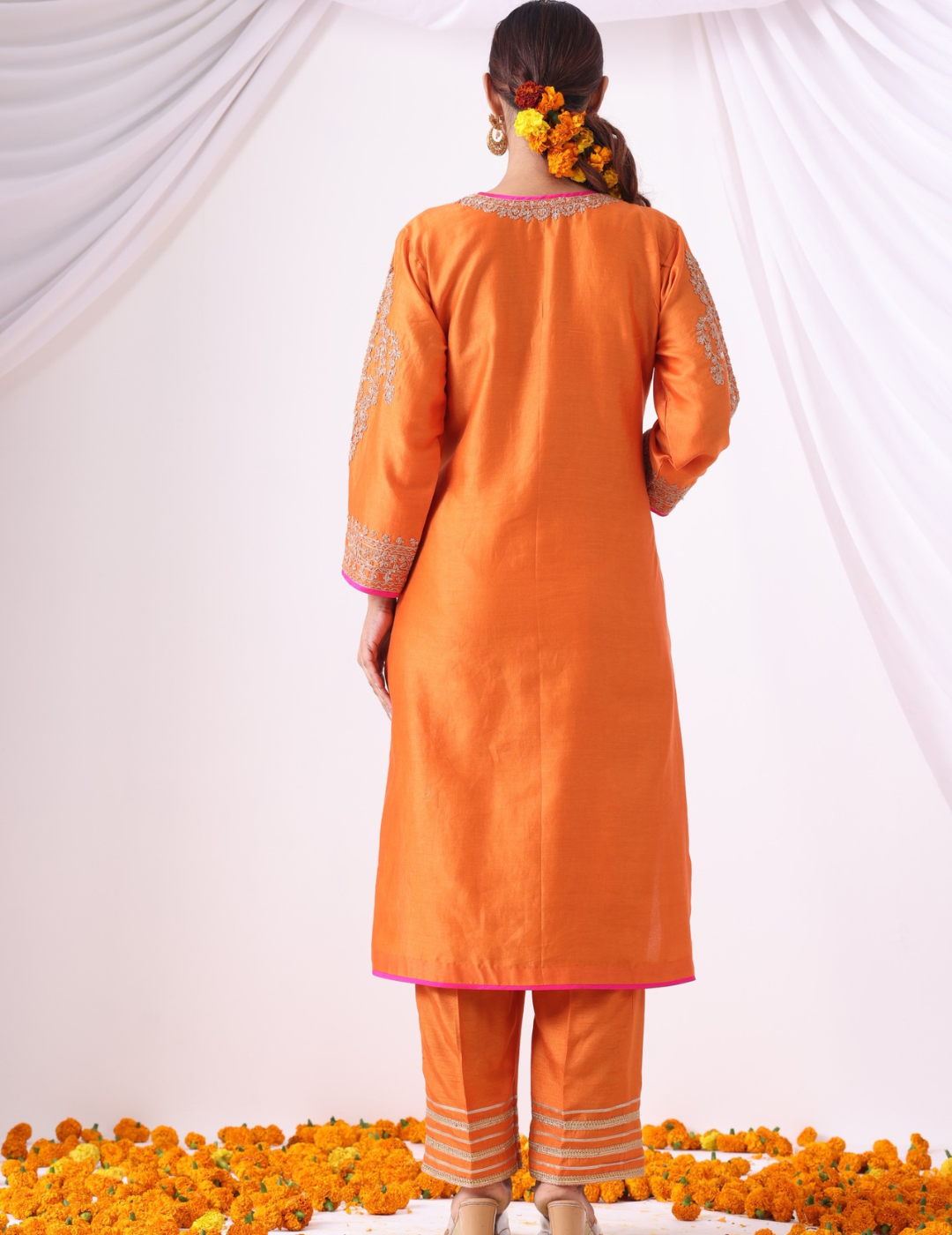 Orange Long Kurta With Palazo