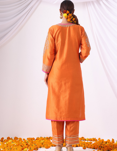 Orange Long Kurta With Palazo