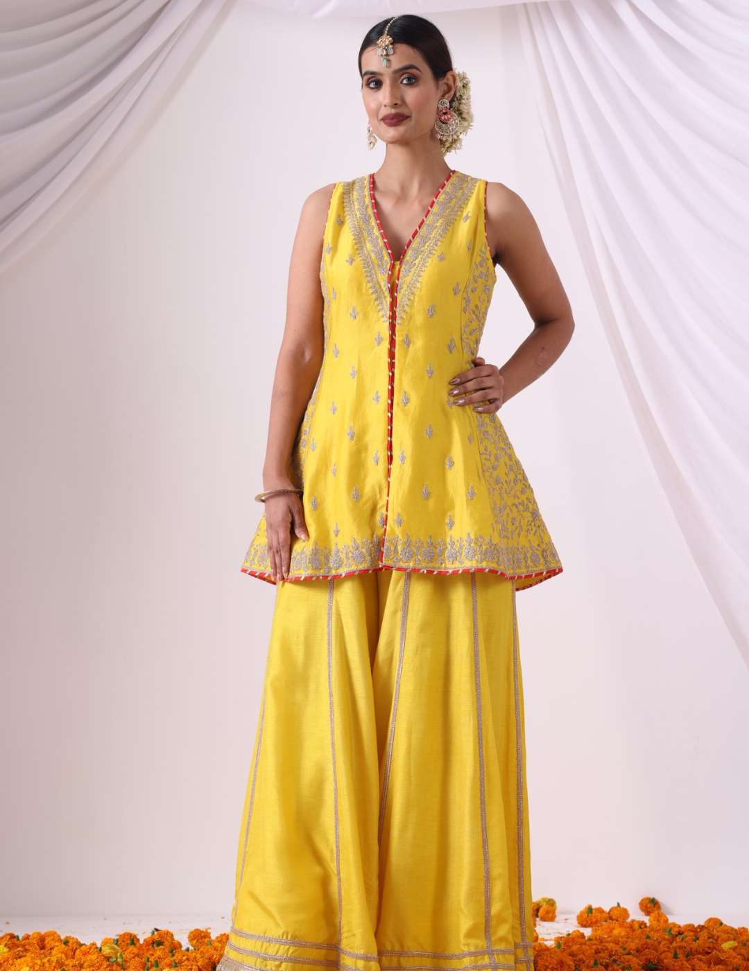 Noor Yellow Embroidered Sharara Set
