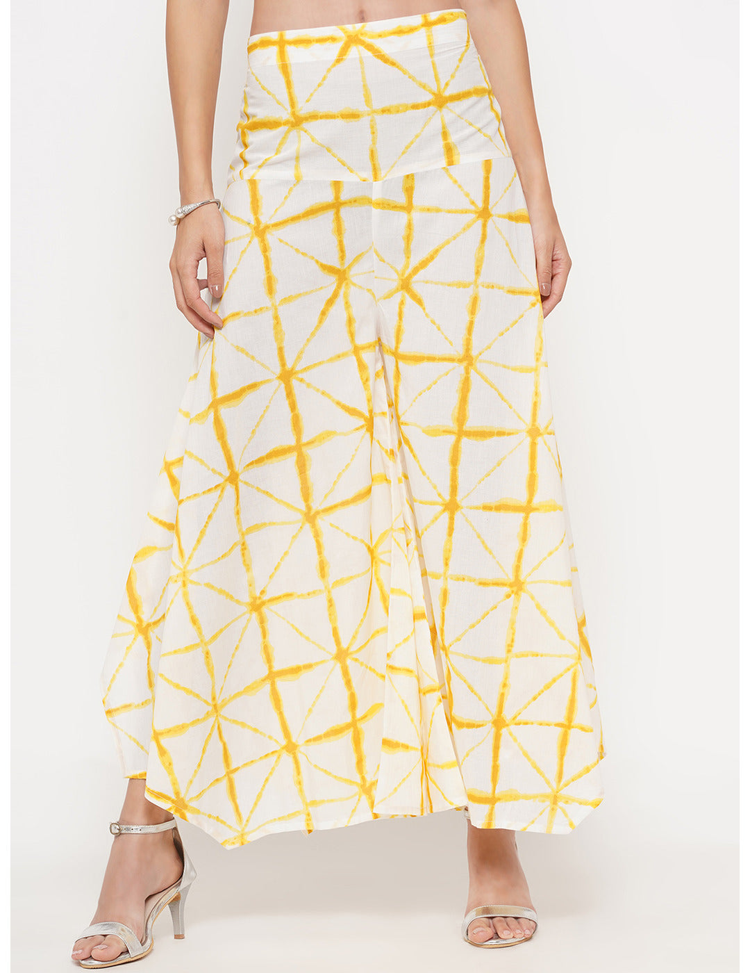 Yellow Shibori Print Straight Pants