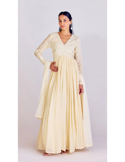 Ivory Embroidered Anarkali
