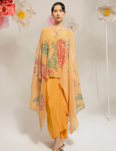 Chrome Yellow HP Kaftan With Dhoti