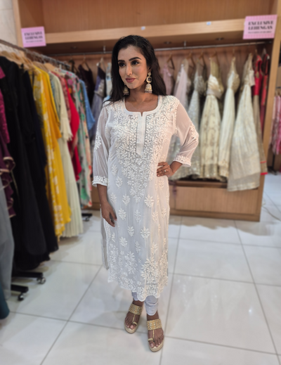 White Chikankari Straight Kurta