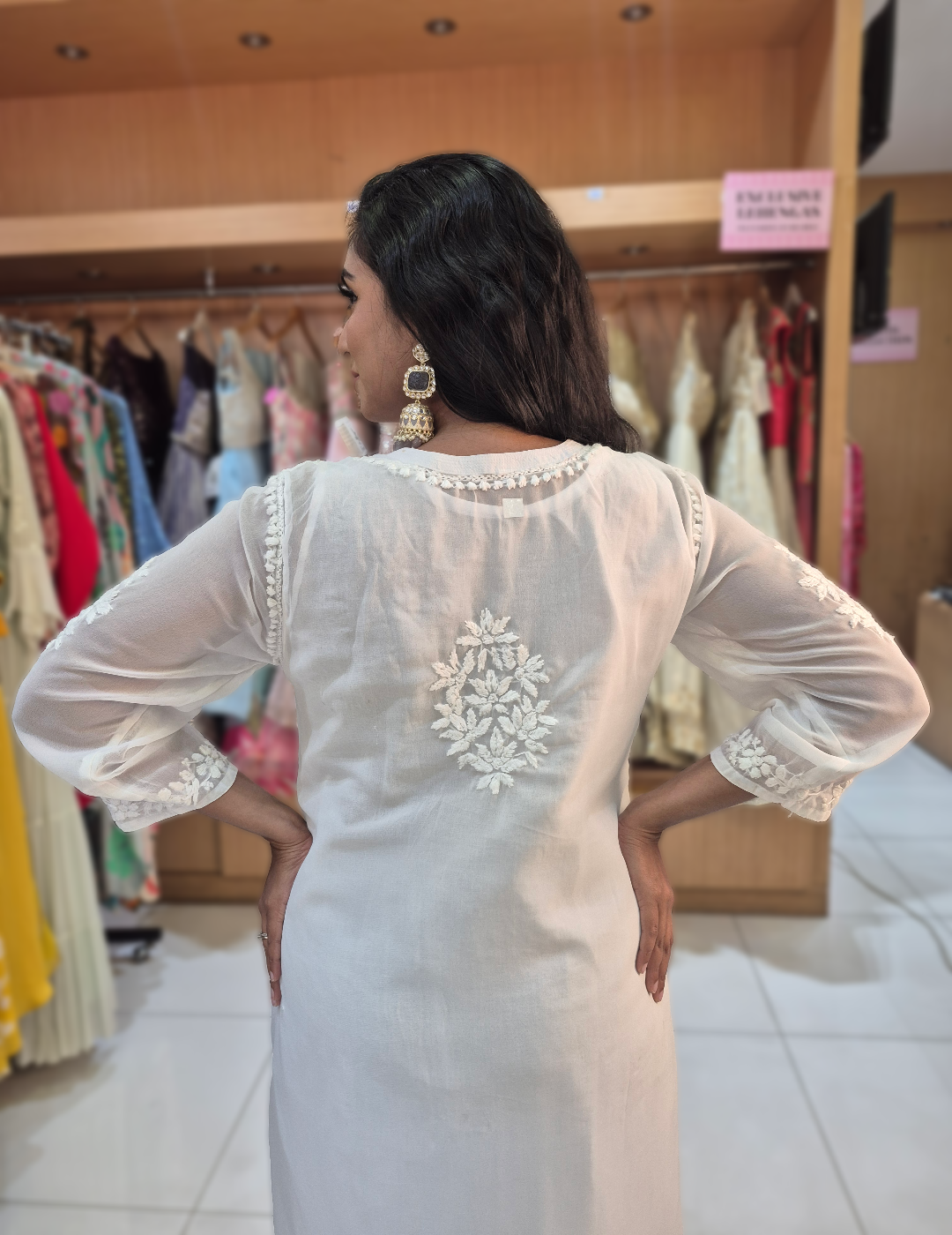 White Chikankari Straight Kurta