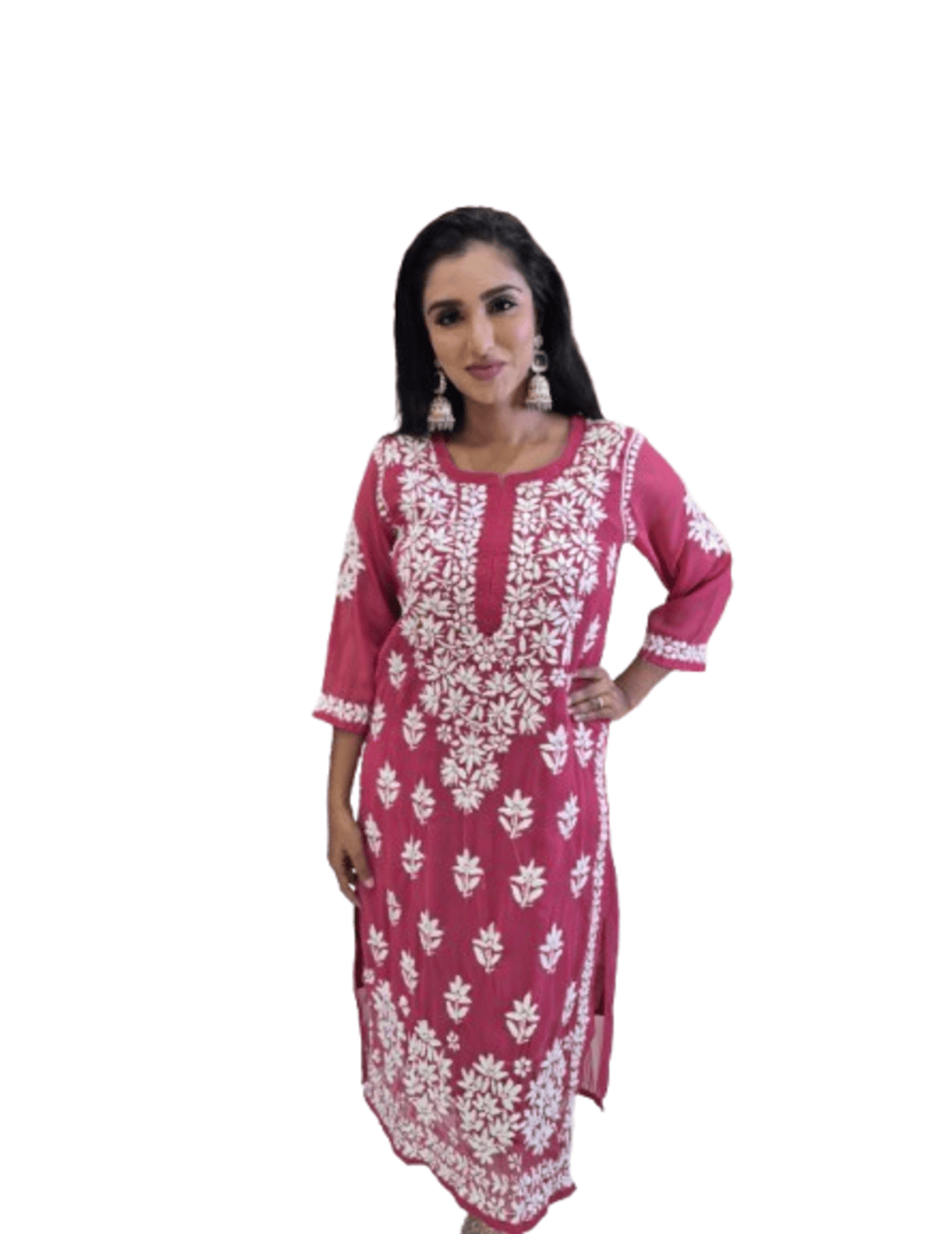 Pink Chikankari Straight Kurta