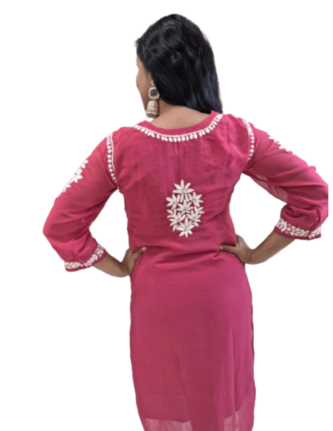 Pink Chikankari Straight Kurta