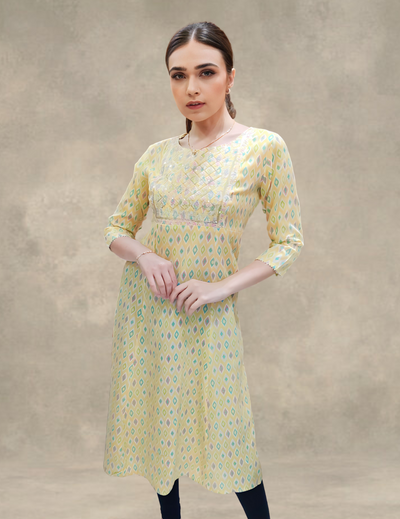 Yellow Pure Cotton A-Line Dress