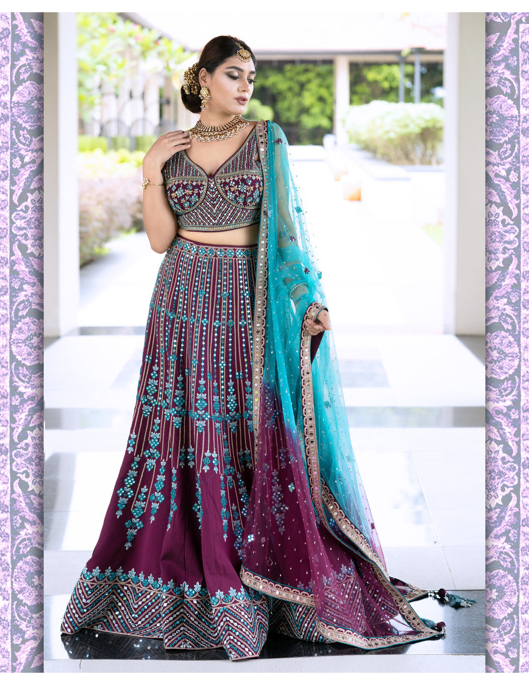 Imperial Purple Silk Lehenga