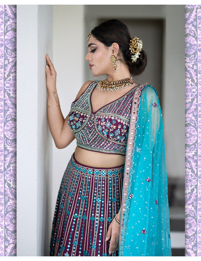 Imperial Purple Silk Lehenga