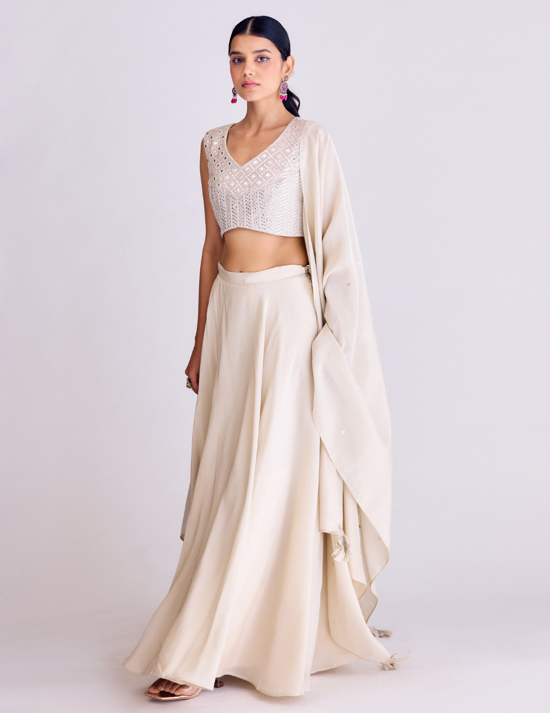 Ivory Tissue Lehenga Set