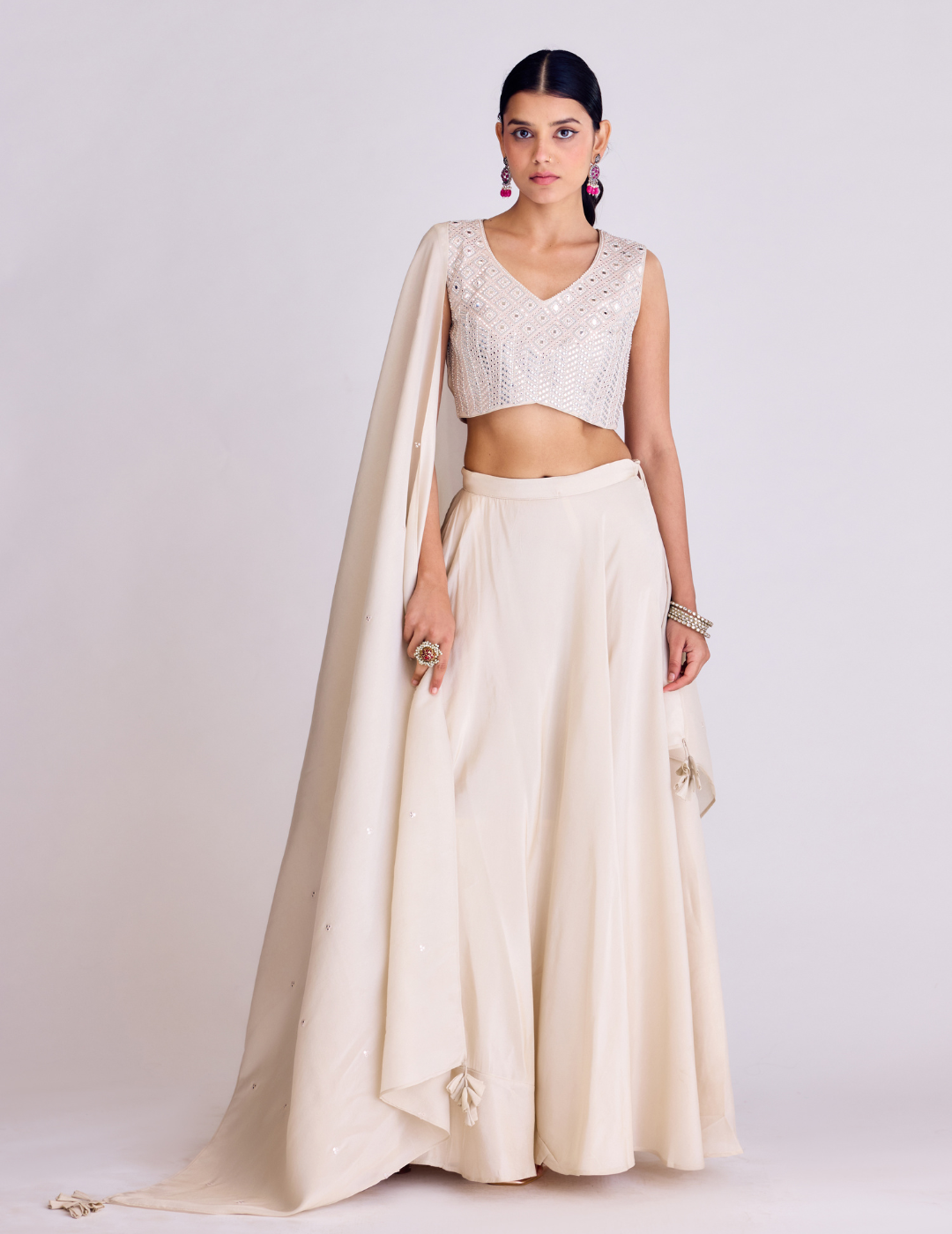 Ivory Tissue Lehenga Set