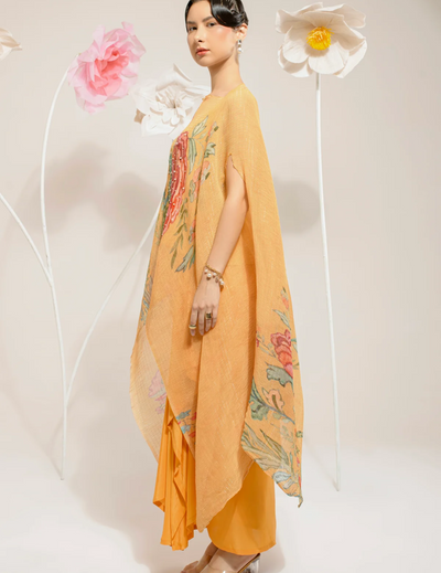 Chrome Yellow HP Kaftan With Dhoti
