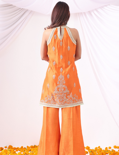 Riwaa Orange Halter Kurta Set