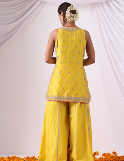 Noor Yellow Embroidered Sharara Set