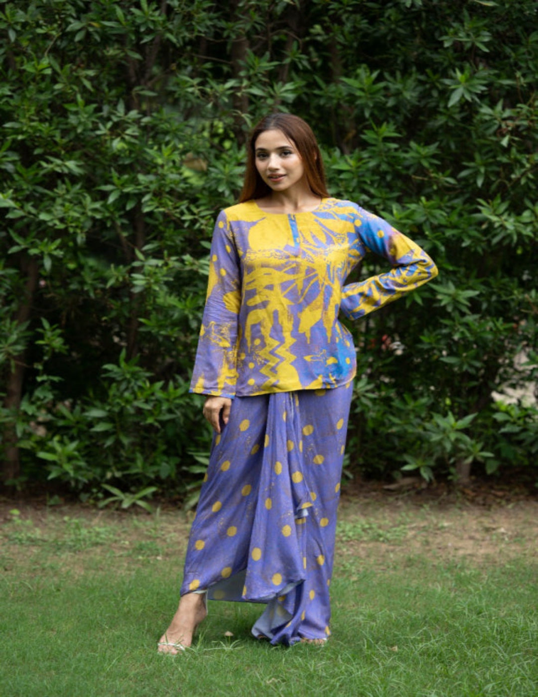Naji Purple Dhoti Kurta