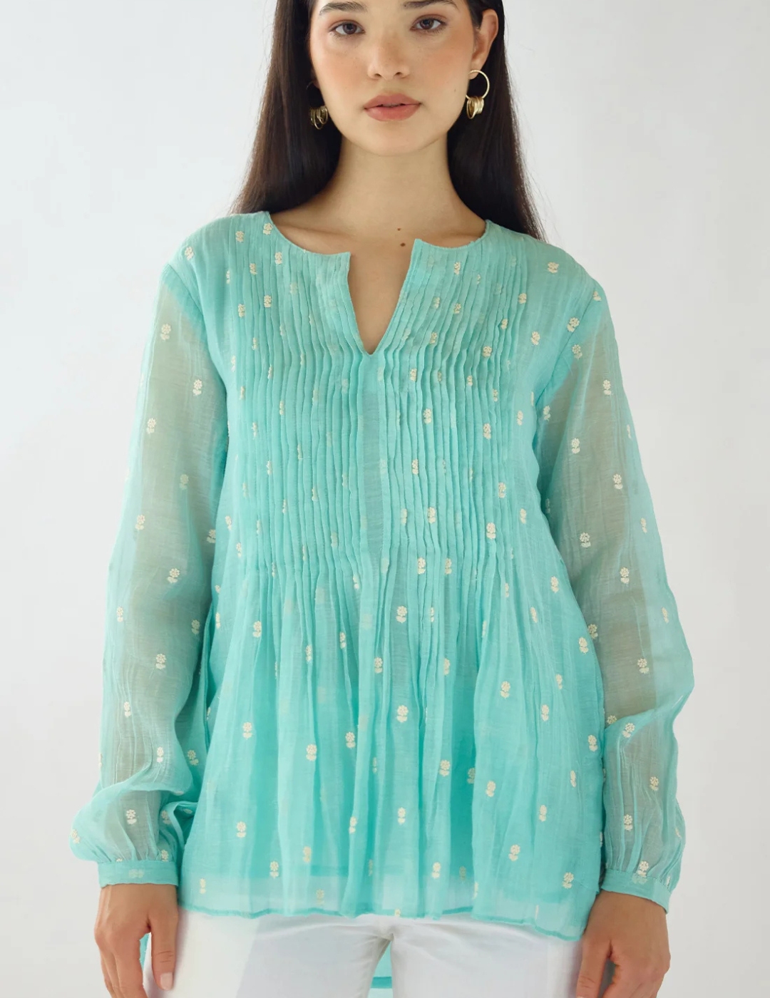 Firozi Embroidered Cotton Tunic
