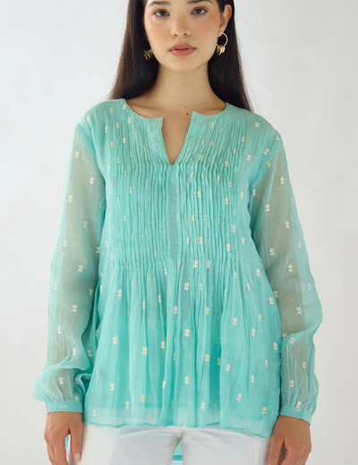 Firozi Embroidered Cotton Tunic