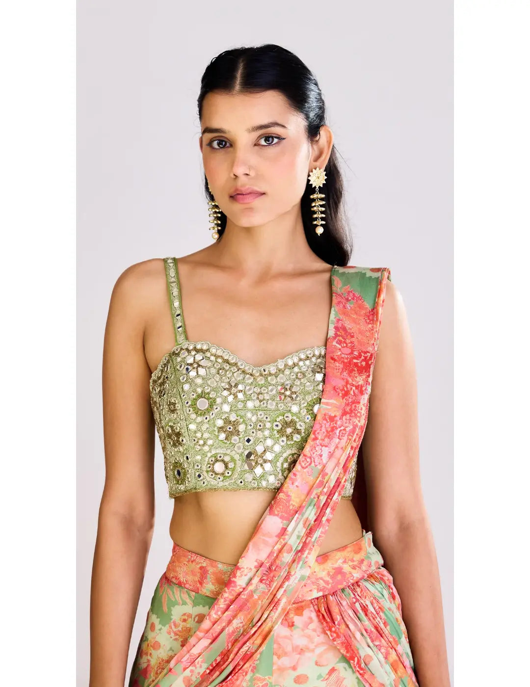 Multi Colored Sharara Saree