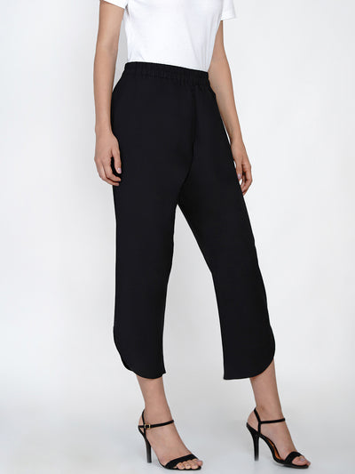 Black cotton flex petal pants