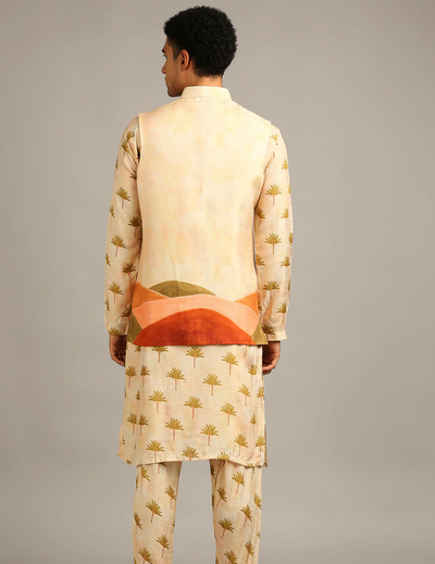 粉色 &amp; 金色 Cape Dhoti 套装