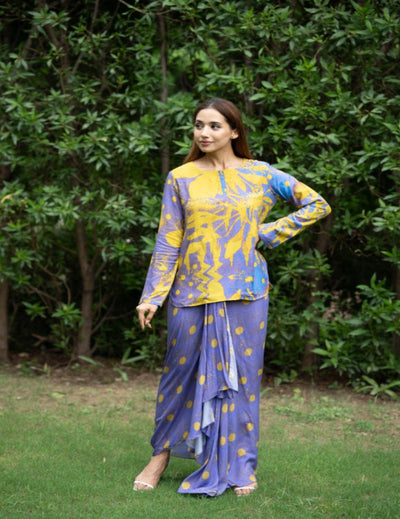 Naji Purple Dhoti Kurta