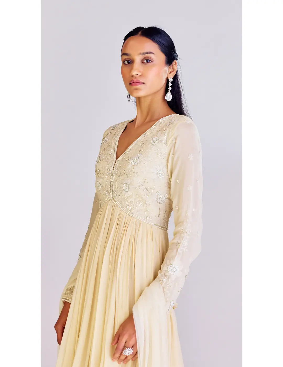 Ivory Embroidered Anarkali
