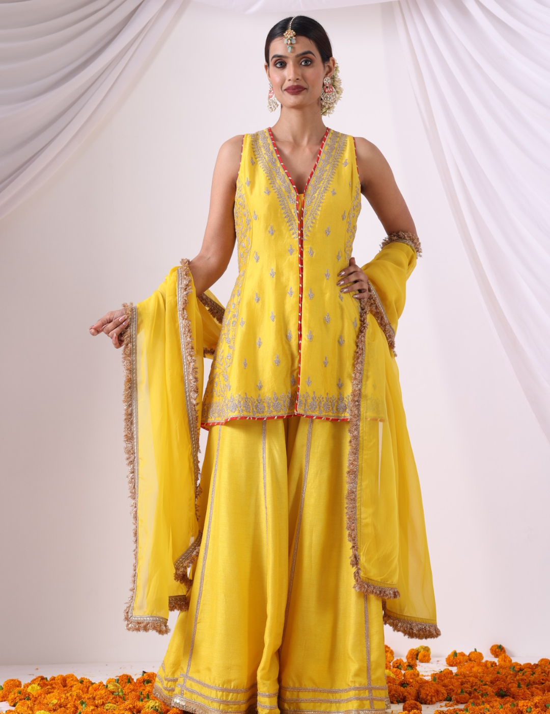 Noor Yellow Embroidered Sharara Set