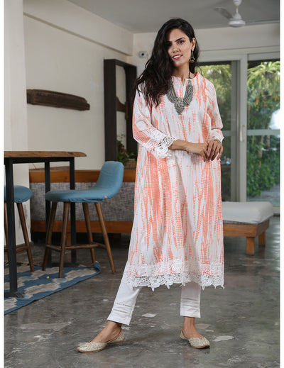 Orange Shibori Kurta