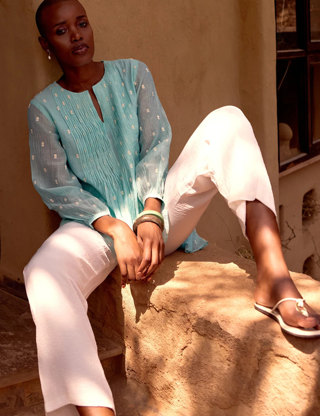 Firozi Embroidered Cotton Tunic