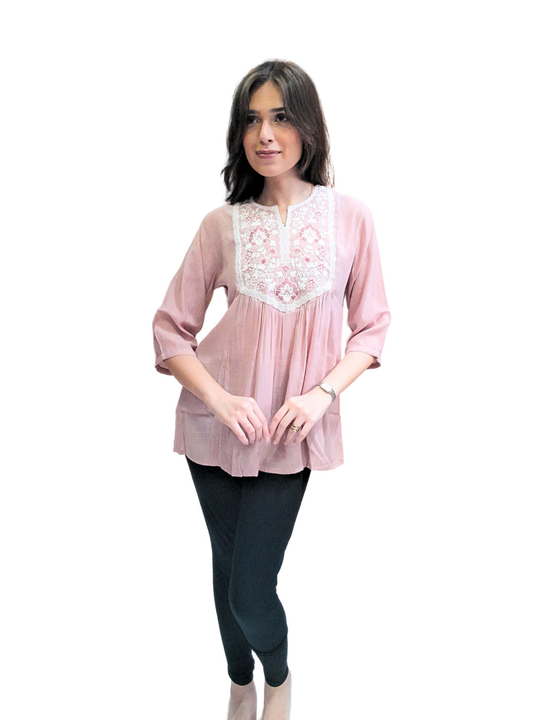 Pink Floral Embroidered Kurta singapore