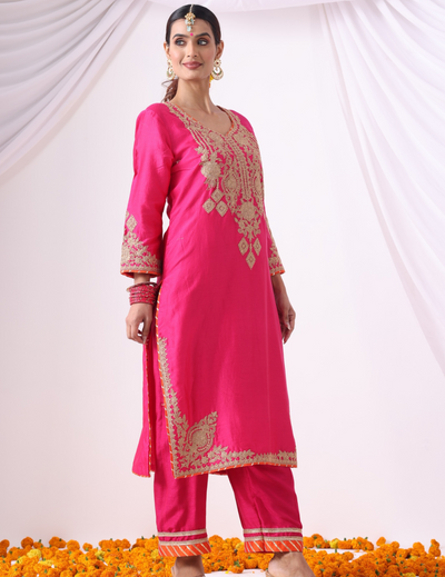 Magenta Long Kurta with Palazo