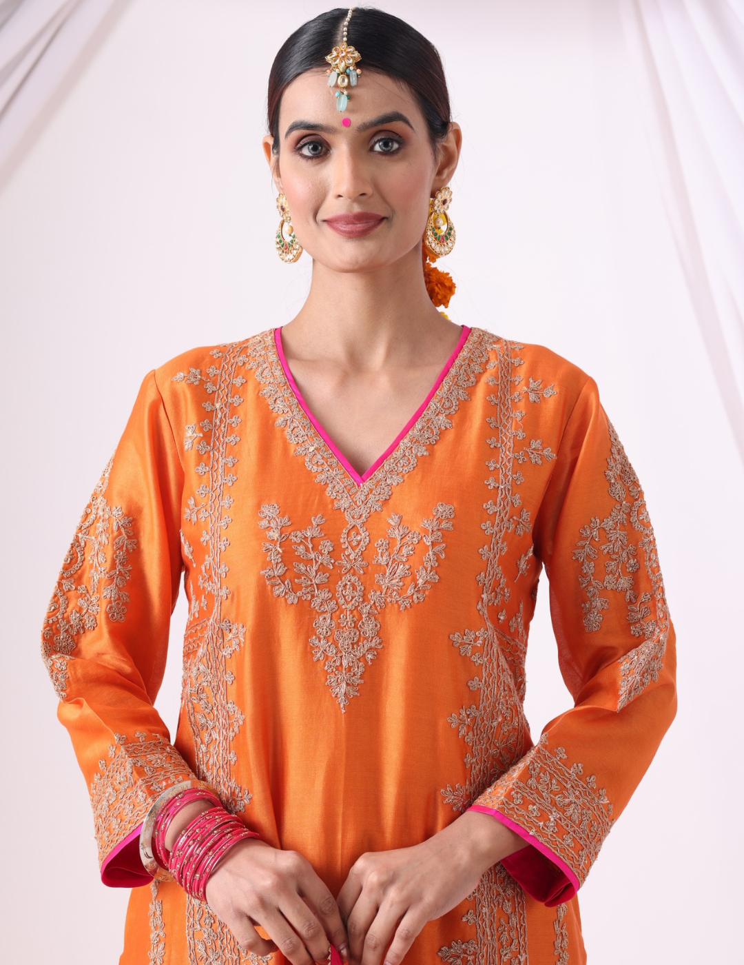 Orange Long Kurta With Palazo