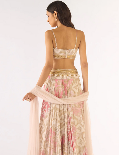 Ivory Chiffon Embroidered Lehenga Set