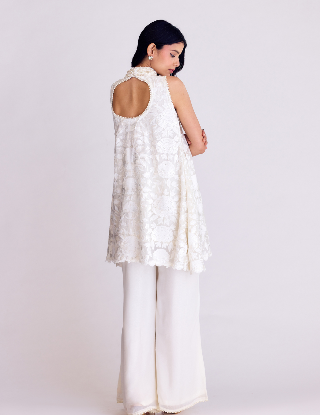 White Thread Work Kurta Set