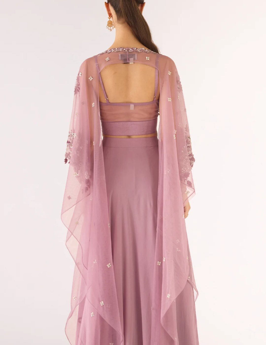 Lavender Georgette Embroidered Lehenga Set