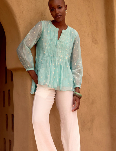 Firozi Embroidered Cotton Tunic