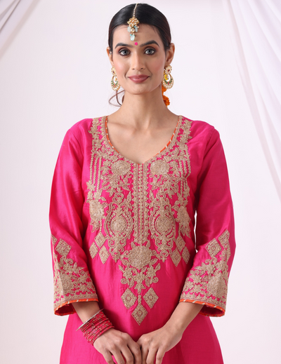 Magenta Long Kurta with Palazo