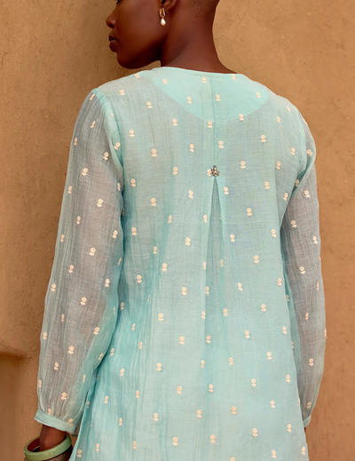 Firozi Embroidered Cotton Tunic